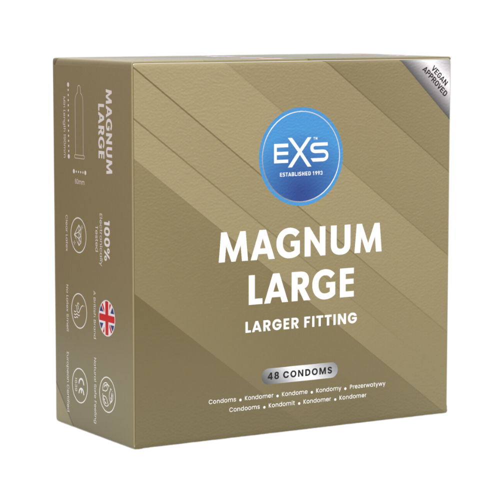 EXS Magnum Condoms | Large 60mm | Natural Latex & Silicone Lubricated