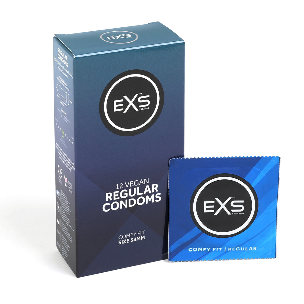 EXS Regular 54mm condom box and foil wrapper