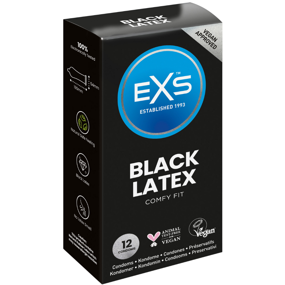 EXS | Black Latex Condoms | Enhance Your Sex Life with Coloured Latex | Vegan