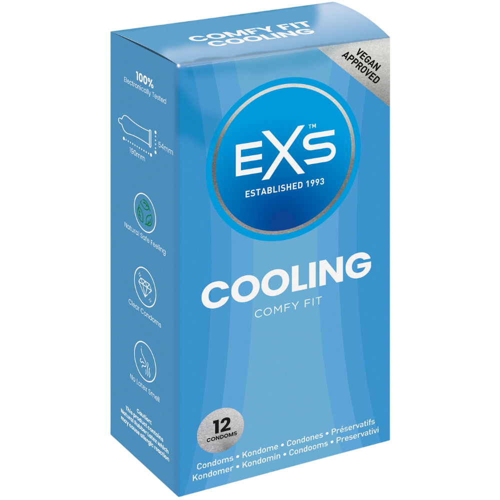 EXS | Cooling Condoms | Natural Latex & Silicone Lubricated with A Cool Yet Sensual Experience | Vegan