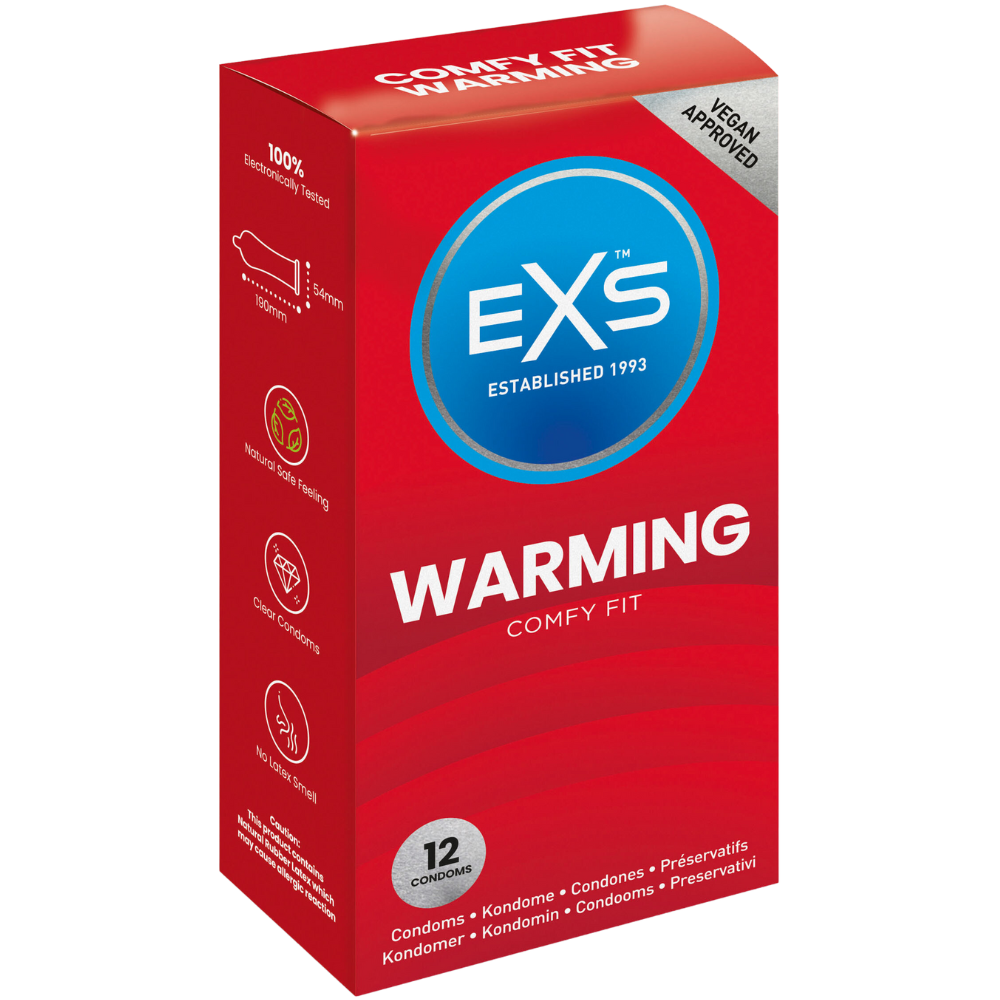 EXS | Warming Condoms | Natural Latex & Silicone Lubricated with A Warm Yet Sensual Experience | Vegan | 144 Pack