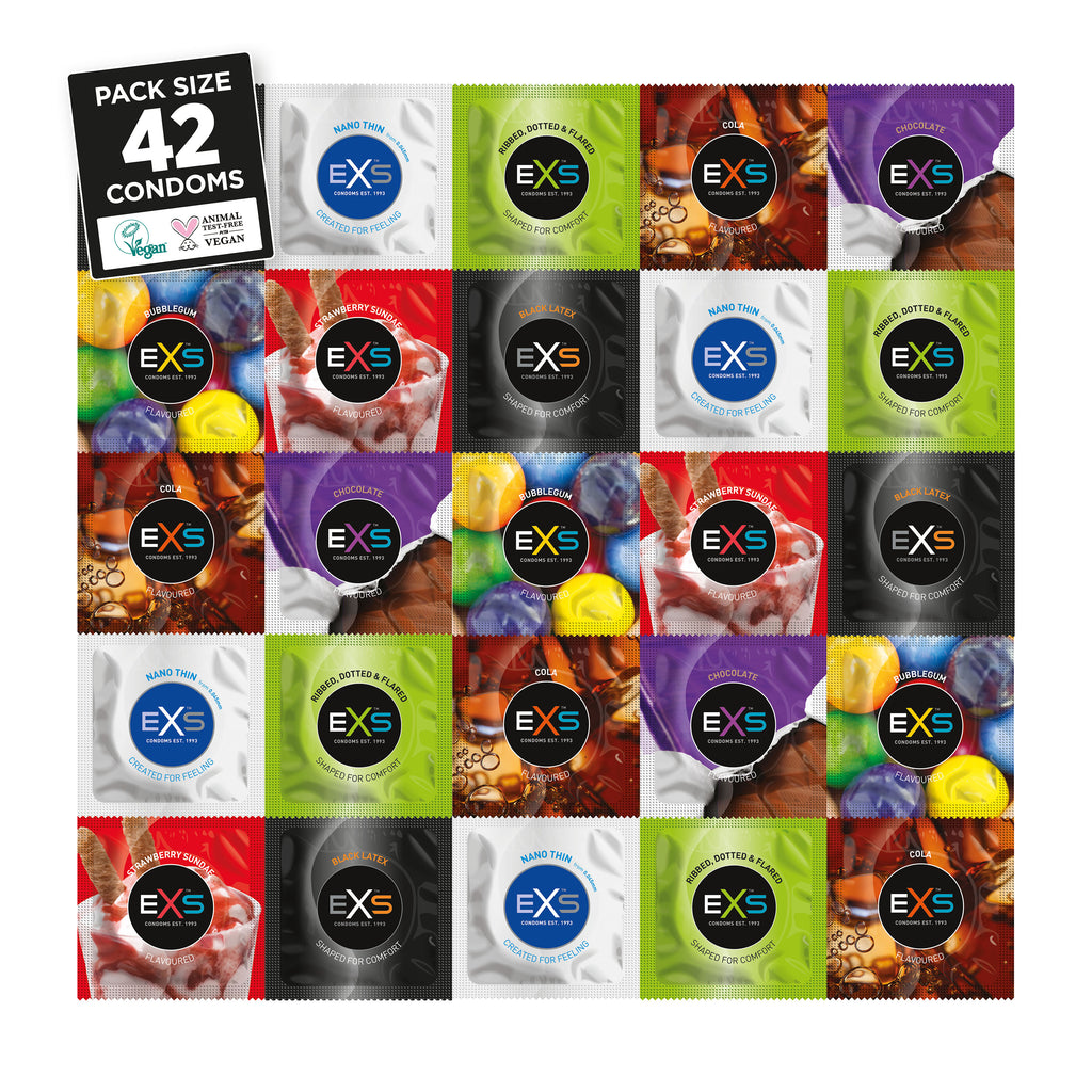 pack of 42 variey flavoured condoms